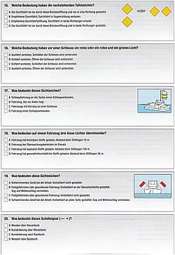 Übungsbogen Sportbootführerschein Binnen Segel + Motor